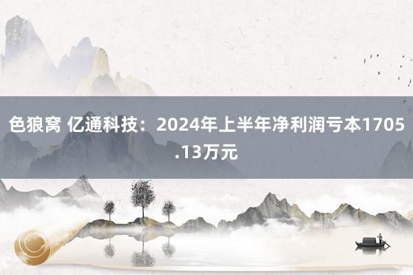 色狼窝 亿通科技：2024年上半年净利润亏本1705.13万元